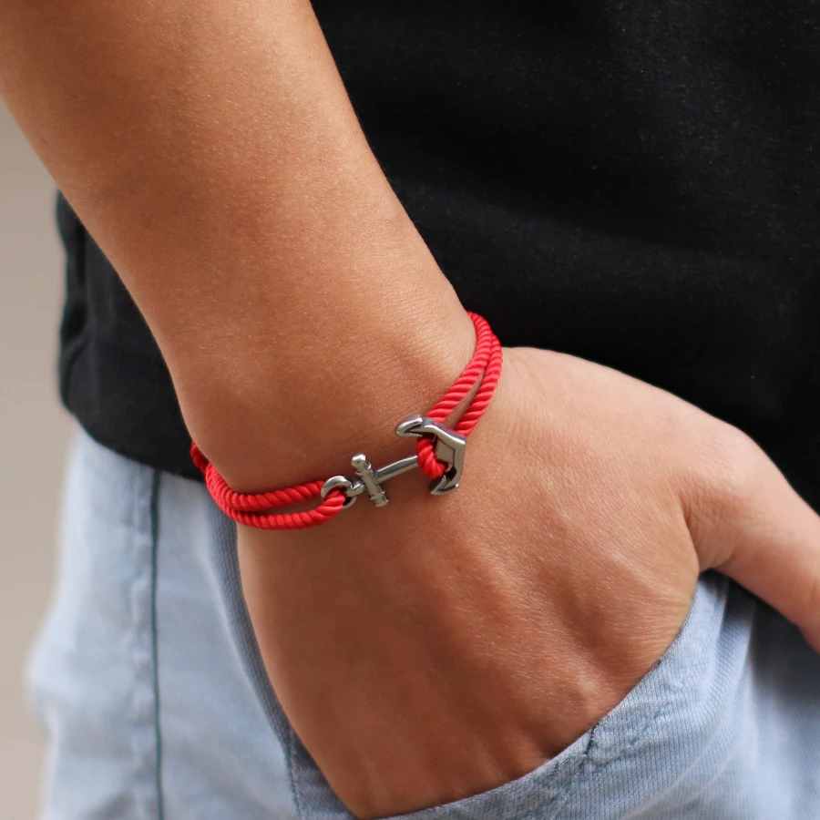 Nautical Anchor Grade A String Bracelet Men Women Handmade Braided Sliding Adjustable Braslet Adventure Surfing Hombre Jewelry