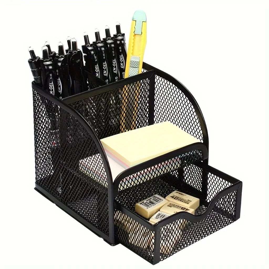 Multi-functional and Stylish Metal Pen Holder - Office and Student Multi-functional Desktop Organizer,suitable for School,office