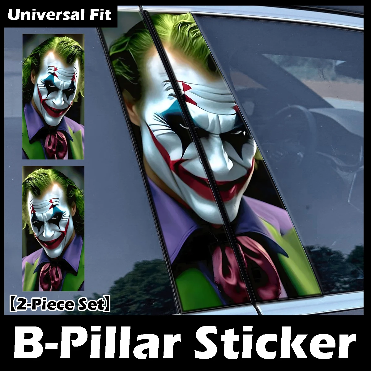2pcs Set Joker Gothic Car Stickers B-pillar DIY Auto Center Column Cover Scratches Decoration Automoile Vinyl Accessories Decals