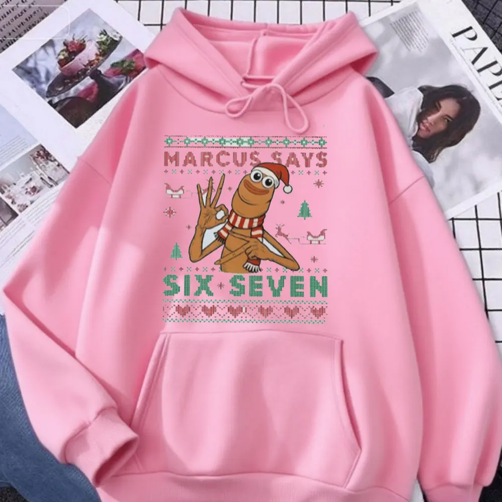 마커스 더 웜 크리스마스 스웨트셔츠 식스 세븐 6 7 크리스마스 후디 크리스마스 유머 선물 드롭 숄더 보온 스포츠웨어