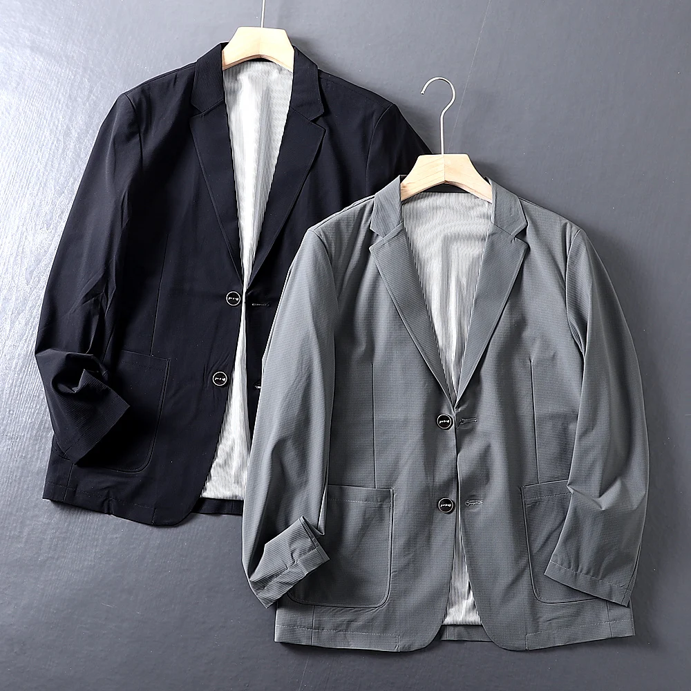 

Мужская куртка из быстросохнущей ткани, повседневная, однобортная, деловая, весенне-летняя, городская, молодежная, длинная, однотонная