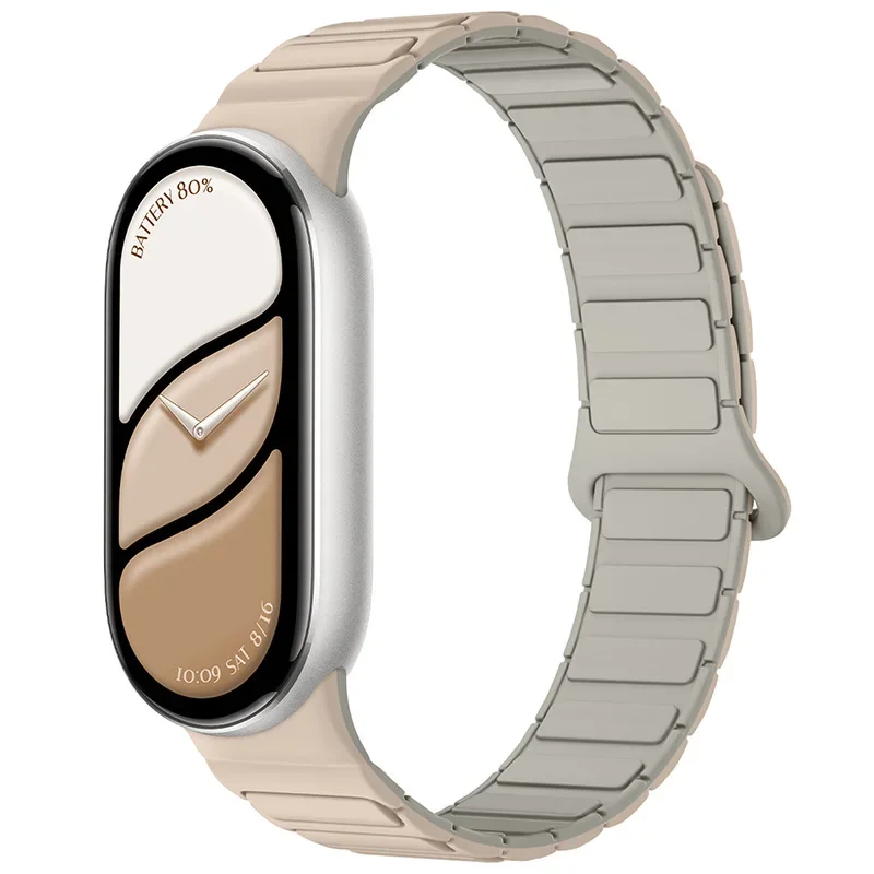 Neues Silikon-Sportarmband für Xiaomi Watch 10/9/8 Zweifarbiges Magnetarmband für Miband 10 NFC Smartwatch Ersatz-Armband