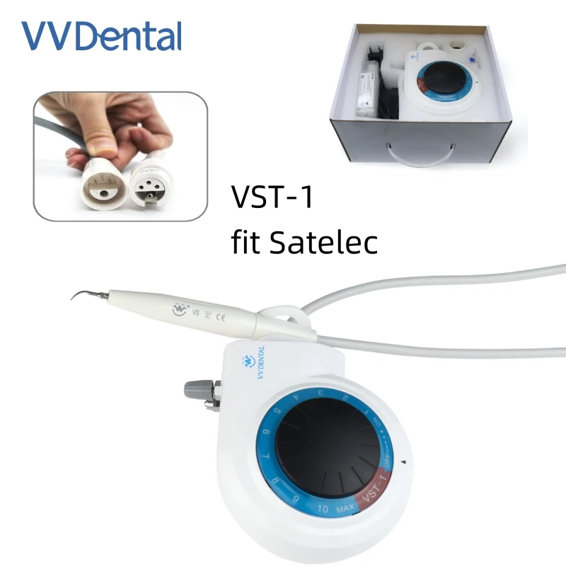 Escalador ultrasónico dental VV utilizado para limpieza de dientes, productos de odontología con pieza de mano desmontable + 5 puntas compatibles con SATELEC/DTE