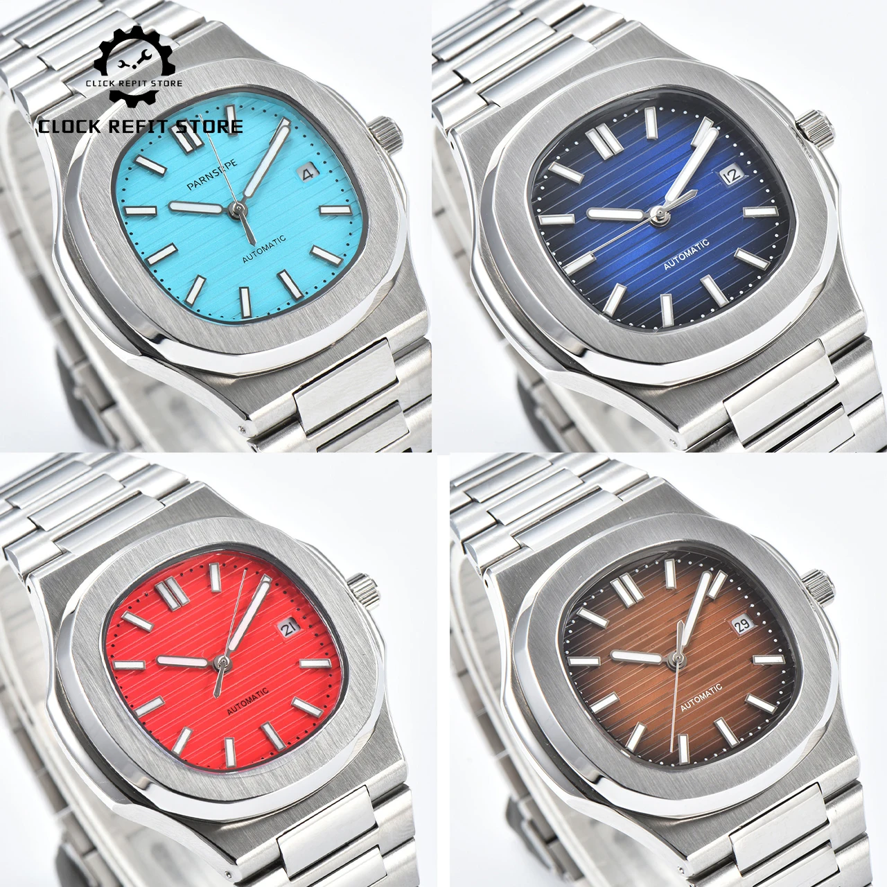 40mm Silver NH35 Automatic Men's Watch Luminous, Sapphire Crystal Steel Band Solid Caseback, Hot Sale Casual Minimalist