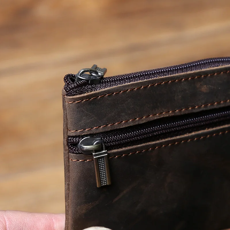 NZPJ männer Echt Leder Karte Tasche Vintage Erste Schicht Rindsleder Geldbörse dame Zipper Brieftasche Schlüssel Tasche Fahrer lizenz Tasche – Detail 7