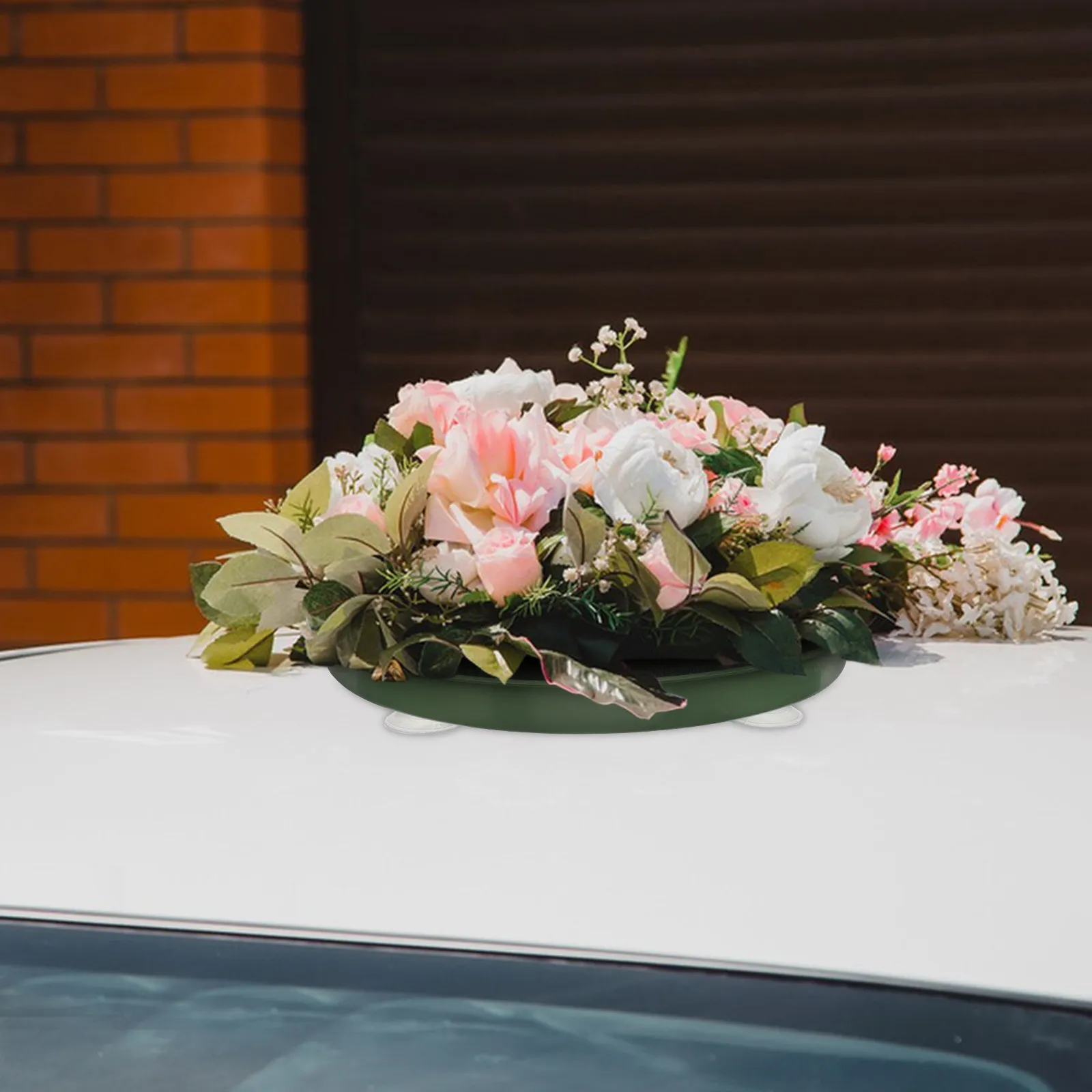 1Set Wedding Car Flower Mud Round Floral Foam Tray DIY Flower Arrangement Supplies Green Florist Sponge for Prom Birthday Ball