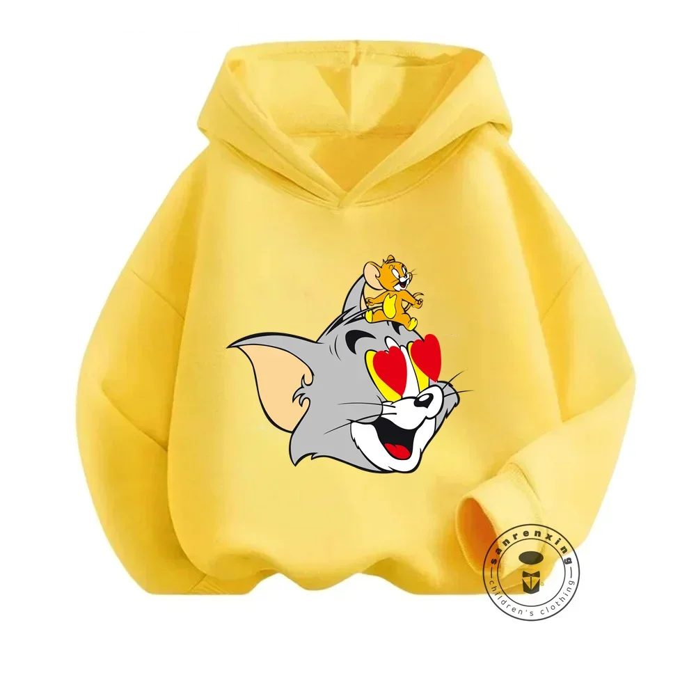 Cute and Kawaii Tom and Jerry Patterns on Trendy Warm Hoodies for Kids Perfect Autumn and Winter Fashion with a Hip-Hop Style