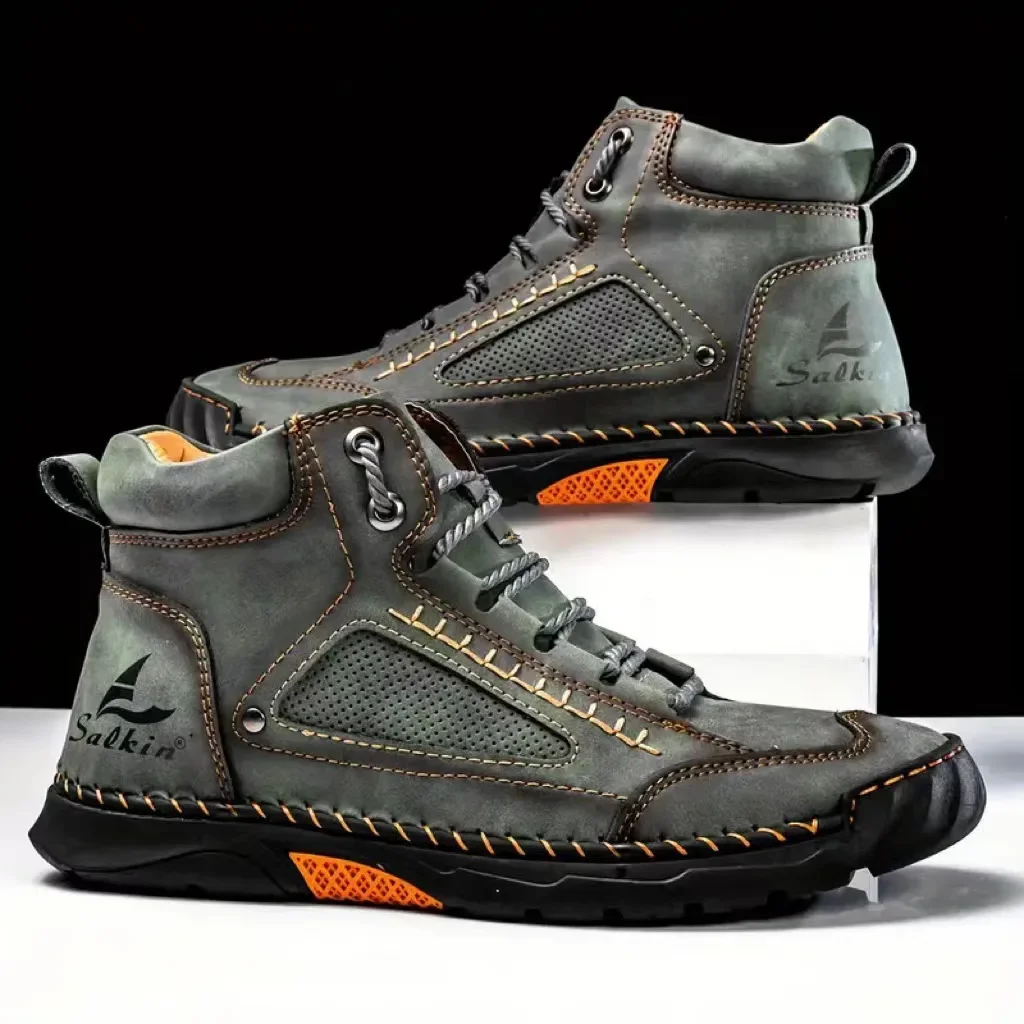 Men's Hand-stitched Boots Plus-size Casual Shoes Comfortable Soft Ankle Boots Outdoor Non-slip Wear Boots 2025 New