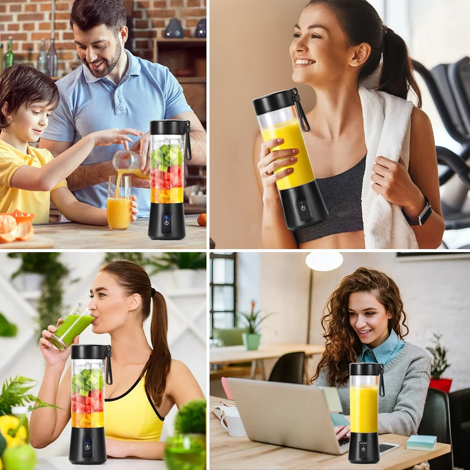 Compact Portable 4000mAh Personal Blender for Shakes and Smoothies - USB Rechargeable Mini with 6 Blades Bot