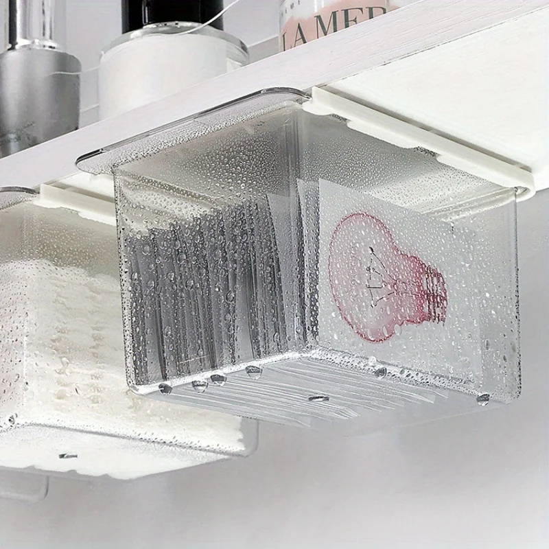 1/3PC Bathroom Pull-Out Storage Drawer Style Storage Box Under The Mirror Cabinet TransparentBathroom Cotton Stick Makeup Cotton