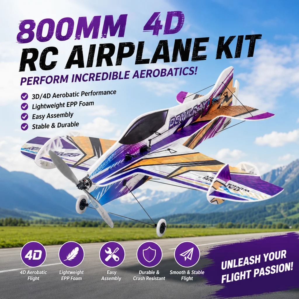 DW Hobby 800mm 4D RC Airplane Graffiti Dancing KIT - EPP Foam Fixed Wing 3D/4D Aerobatic Toy for Kids Adults