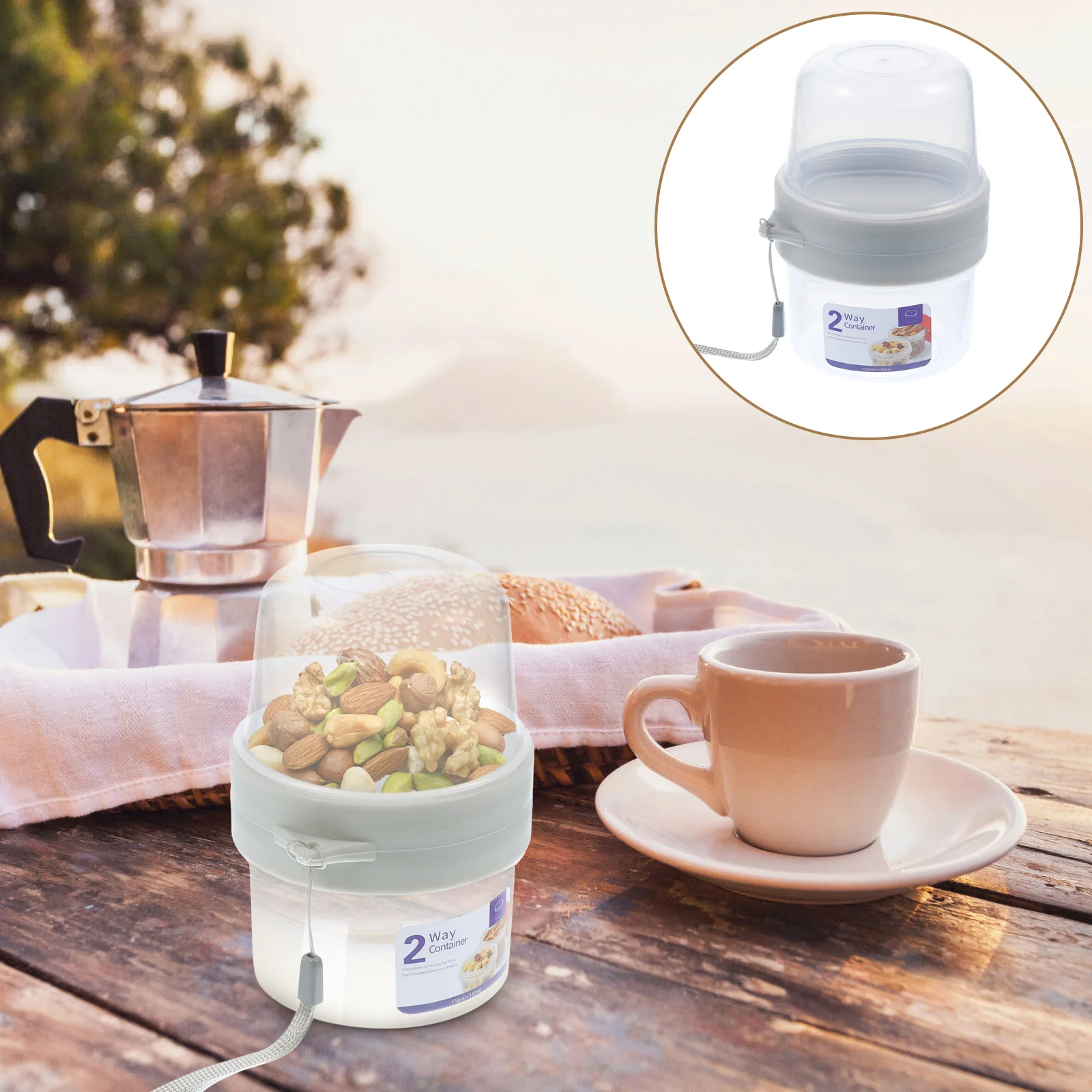 

Double Layer Portable Breakfast Cup Lanyard Fresh Keeping Fruit Oatmeal Box Reusable Sealed Crisper For Office School Outdoor 2