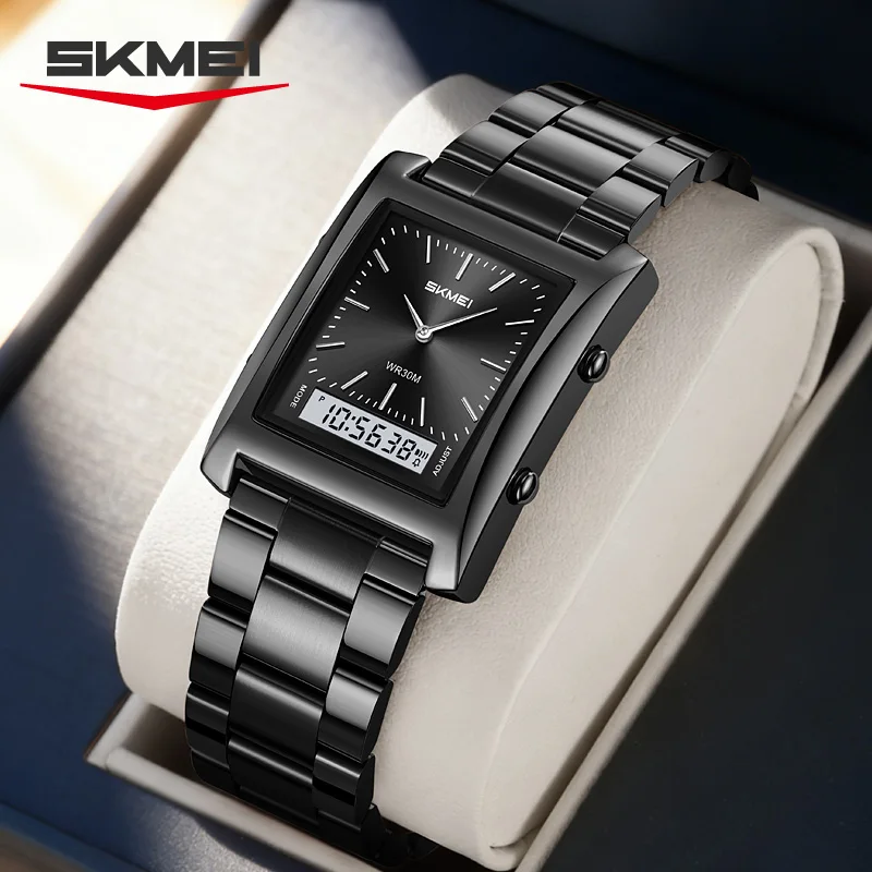 

Элегантные электронные часы SKMEI 2571 для мужчин, многофункциональные часы с календарем, будильником, двойным дисплеем, цифровые наручные часы.
