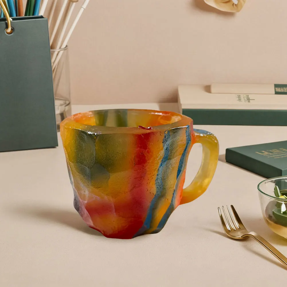 Kaffeetassen aus Mineralkristallimitat, elegante Mineralbecherimitation, exquisite Wassertasse mit Griff, Geschenk für Familie und Freunde