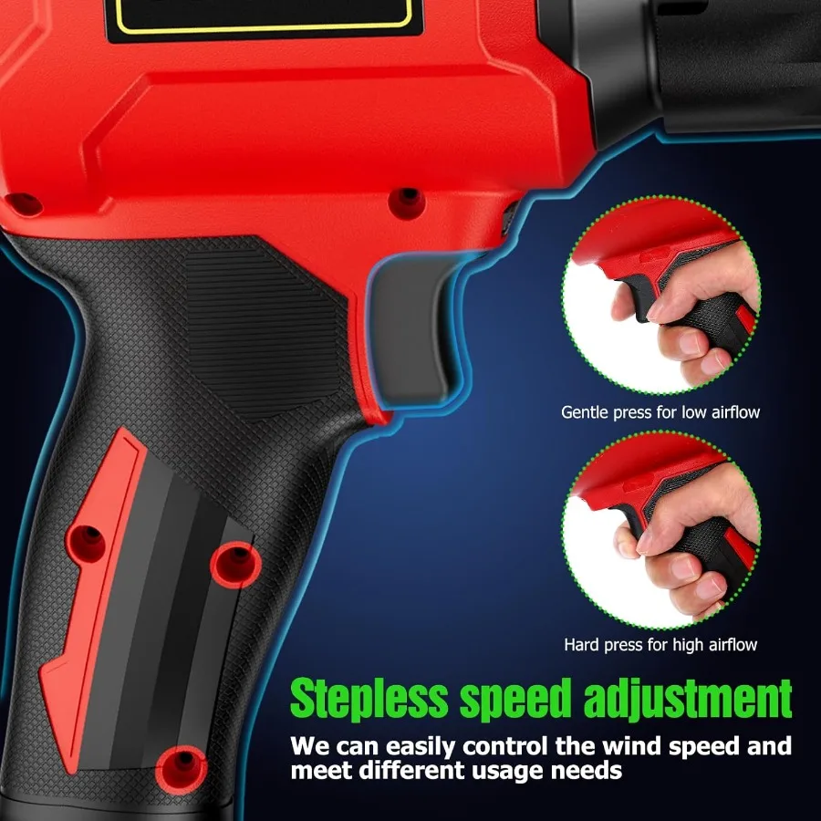 منفاخ أوراق شجر لاسلكي مع بطارية وشاحن للعناية بكفاءة في الحديقة وتنظيف الفناء، تصميم محمول خفيف الوزن مع امتداد