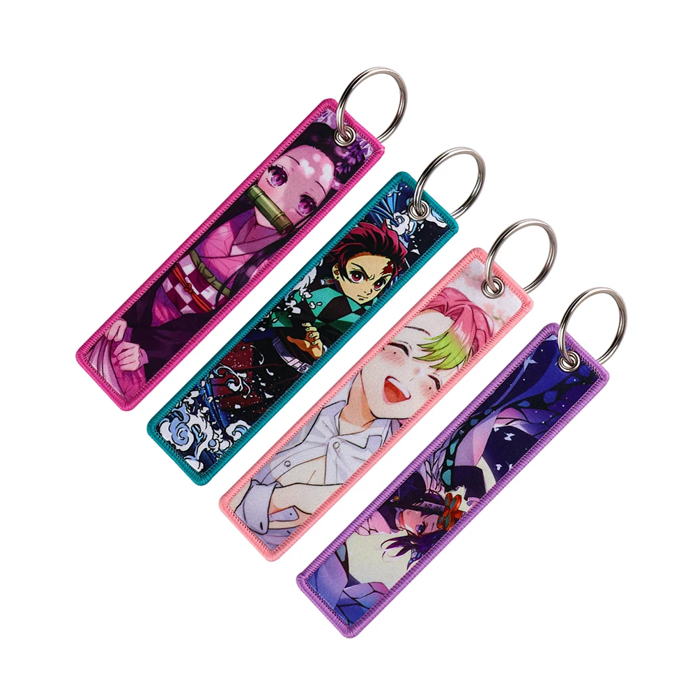 

Japanese Anime Embroidery Key Tag Keychains for Car Motorcycles Keys Holder Keyring Women Fashion Jewelry Accessories 1pcs