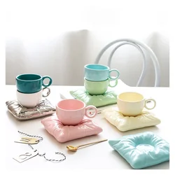 Modern Ceramic Coffee Mug Creative Pillow Cushion Afternoon Tea Cup Tea Dish Set Milk Coffee Cup Family Decoration Birthday Gift