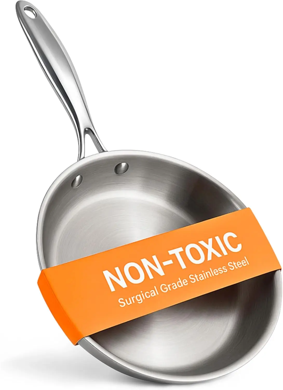 

11" Surgical Grade Stainless Steel Frying Pan, Non-Toxic, PFOA-Free, Induction Compatible, Oven Safe to 500°F