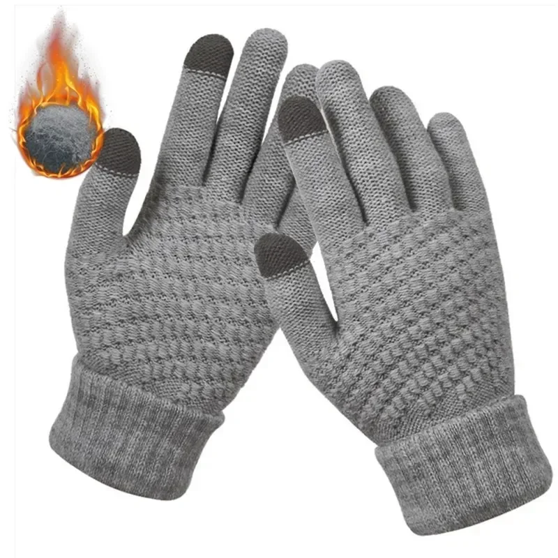 AliExpress Warm Cycling Gloves Touch Screen Gloves Stretch Knit Mittens Imitation Wool Full Finger Thicken for Women Men Winter Warm Scarf