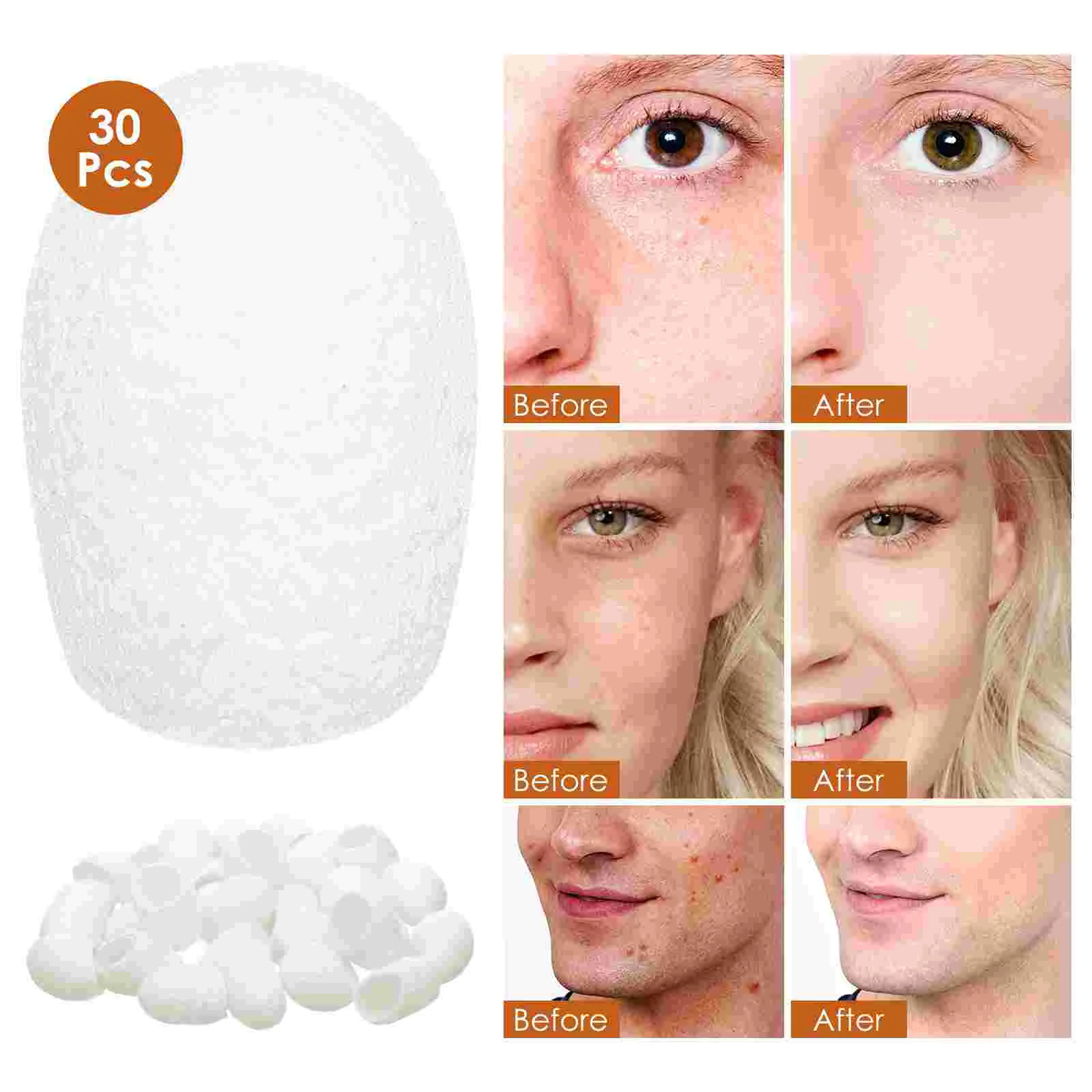 30pcs ทําความสะอาดผิวหน้า Silkworm Balls Whitening Exfoliator Blackheads กําจัดลูกบอลผ้าไหมสําหรับ Skin Care