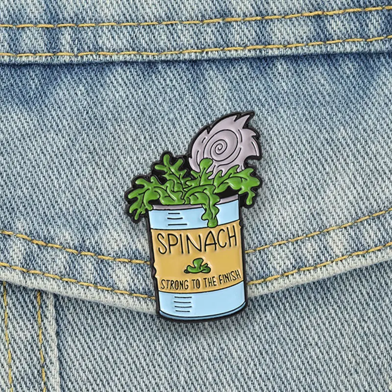 Spinach Can Enamel Pins Strong To The Finish Brooch Anime Lapel Badge Vintage Retro Cartoon Jewelry Gift for Friends