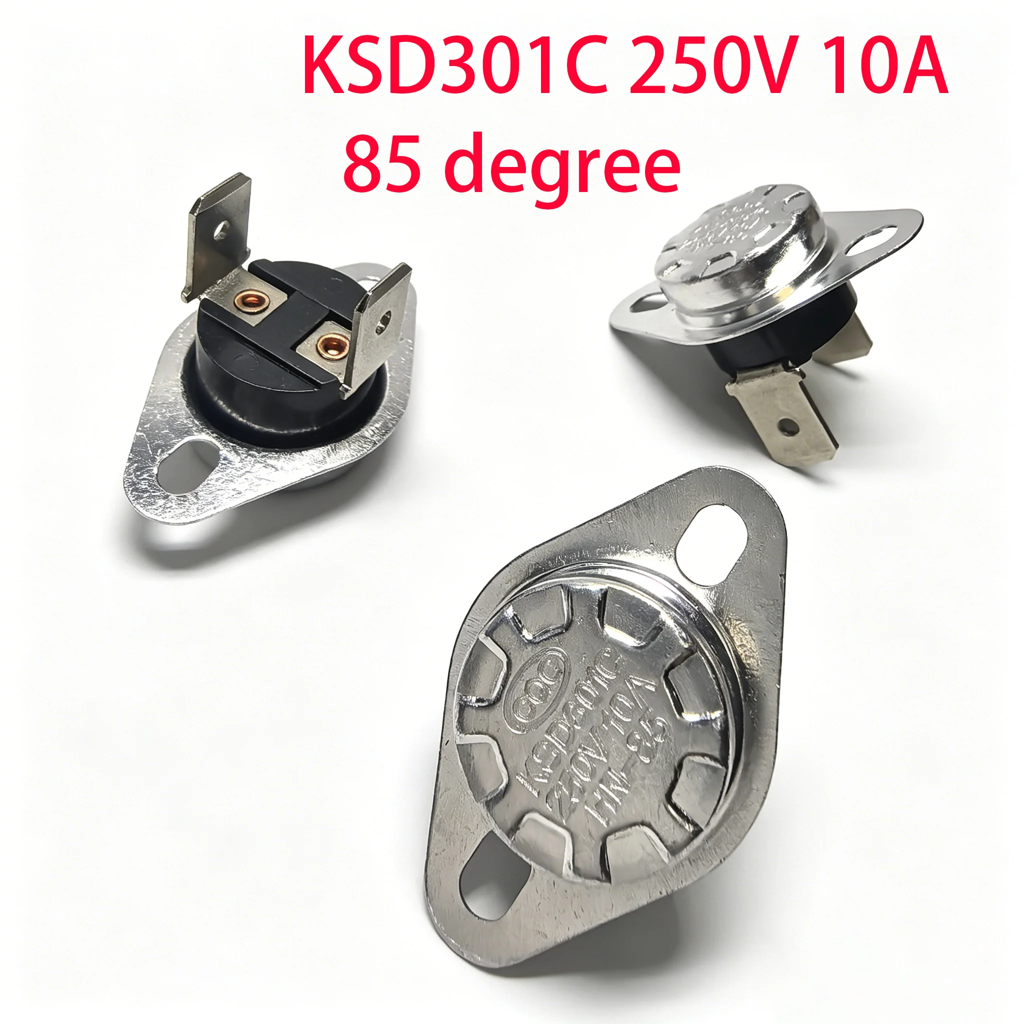 Termostato KSD301 10A 250V 85/95°C Aqua - close-up view