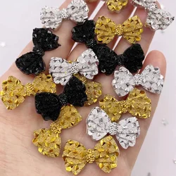 60Pcs Resin Cute Crystal Bow Flatback Rhinestone Scrapbook DIY Wedding Applique Ornament Hairpin Accessories Crafts F549*3