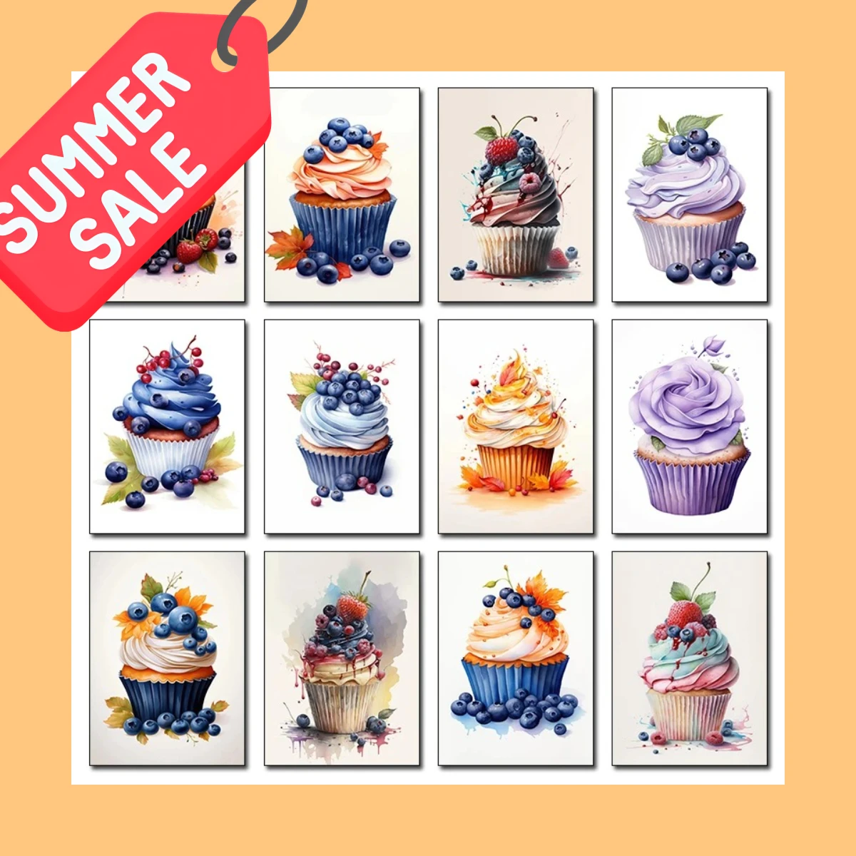 Blueberry Cream Dream – Classic Autumn Colorful Cake Frameless Canvas for Living Room Home Decor 2026