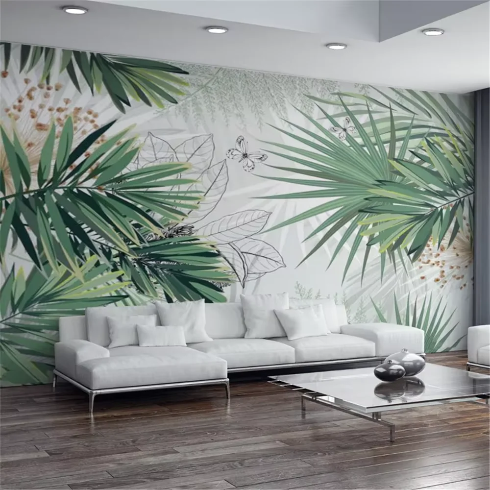 Customizable 3D Medieval Tropical Rainforest Banana Leaf wallpapers for living room TV Wall Murals Sticker Background home Decor