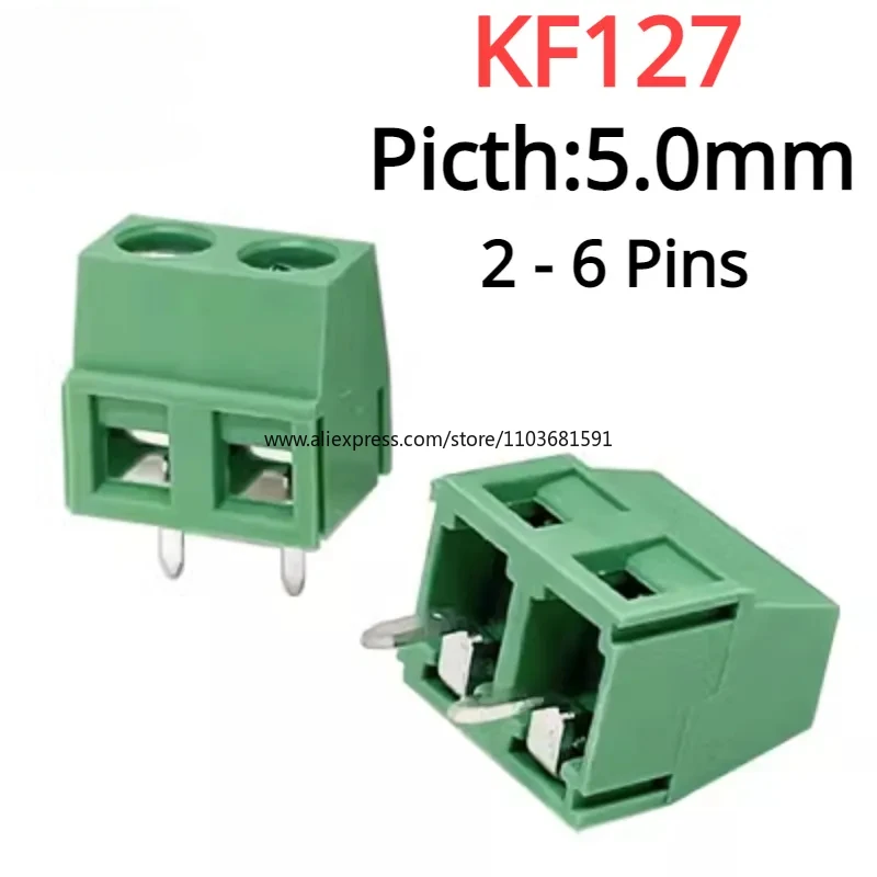 10Pcs KF127 5.0mm Pitch PCB Wire Terminals Block KF127 2Pin 3Pin Spliceable Straight Pin Screw Terminal 26-14AWG Cable Connector