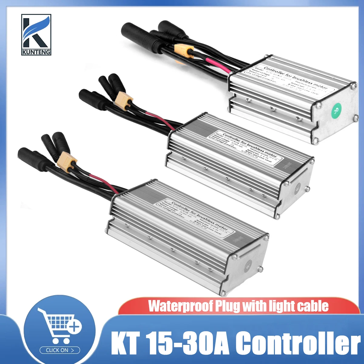 

KT Electric Bike Squarewave/Sinewave 36V 48V 15A/17A/22A/25A/30A Controller Waterproof plug With light for Ebike Accessories