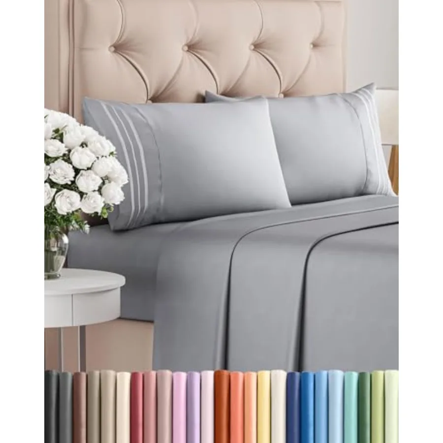 Size 4 Pcs Sheet Set - Comfy Breathable and Cooling Bed Sheets Set - Hotel Luxury Bedding for Women Men Teens Boys and Girls -