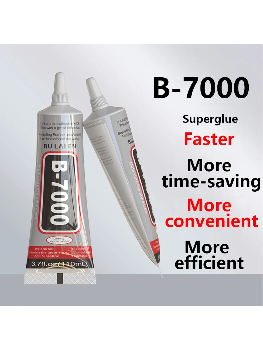 B7000 Lem Berlian Imitasi dengan Pinset untuk Kerajinan, 1.69Oz Lem Perhiasan Super B-7000 Bening dengan Penjepit Perekat Industri Transparan