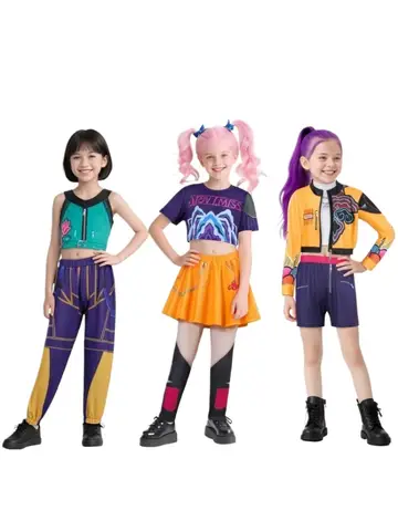 Kids Demon Costomes K-Pop Mira Rumi Zoey Hunters Cosplay Costume for Girl Halloween Stage Pattern Role Play Clothes