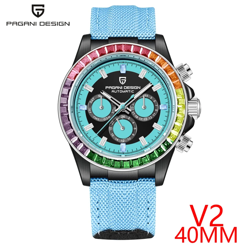 PAGANI DESIGN V2 40MM Rainbow Circle Luxury Men's Mechanical Watch Multifunction Automatic Watch Men's Sapphire Glass Waterproof