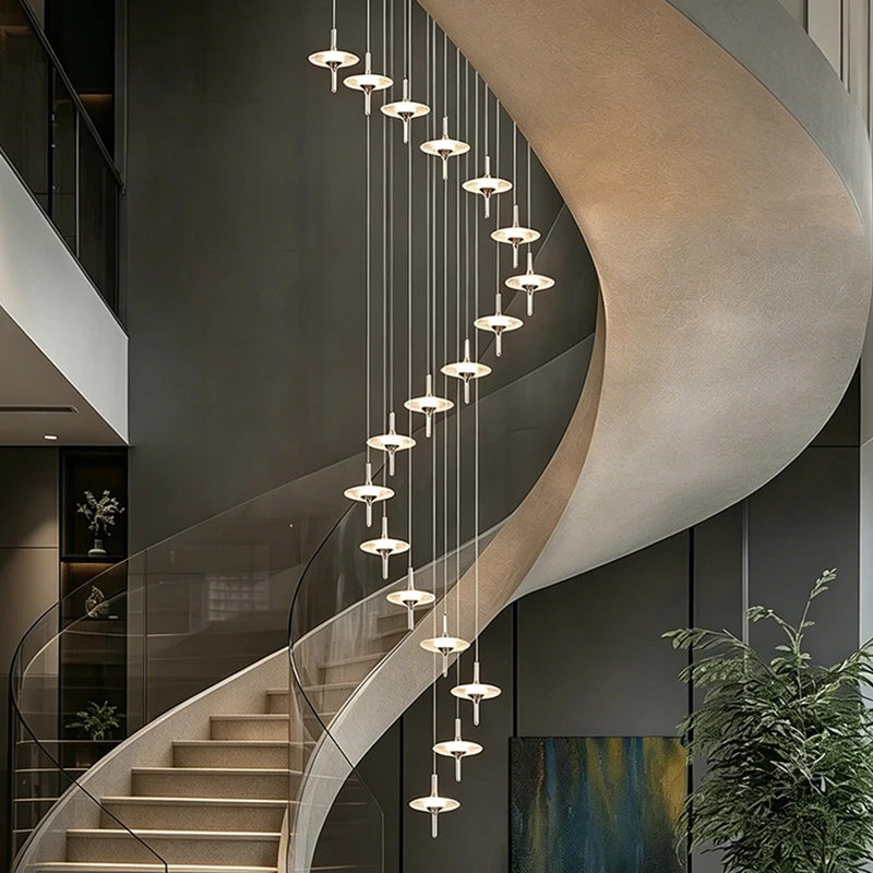 Modern luxury high-rise building decoration LED lights, staircase pendant lights, living room pendant lights, indoor lighting
