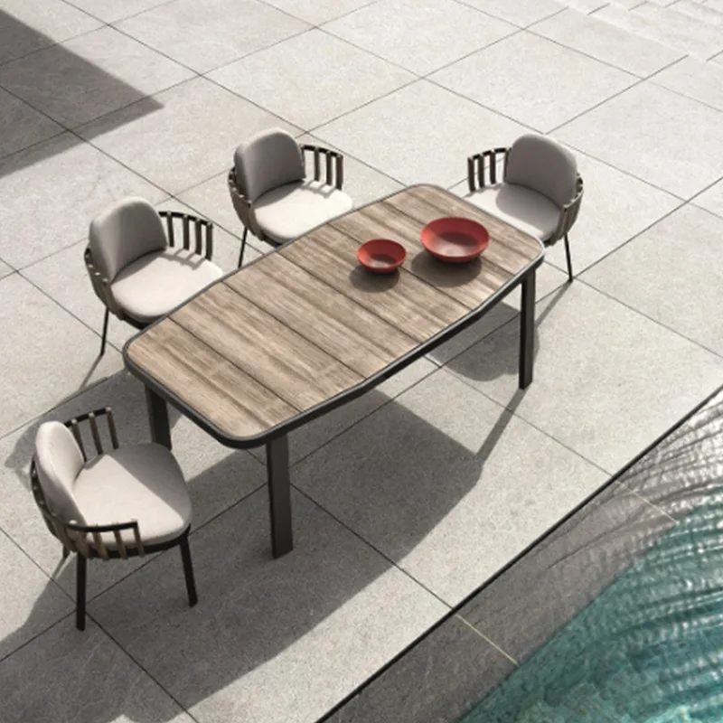 Outdoor table, chair and sofa combination creative solid wood sofa garden courtyard villa terrace balcony outdoor furniture hote