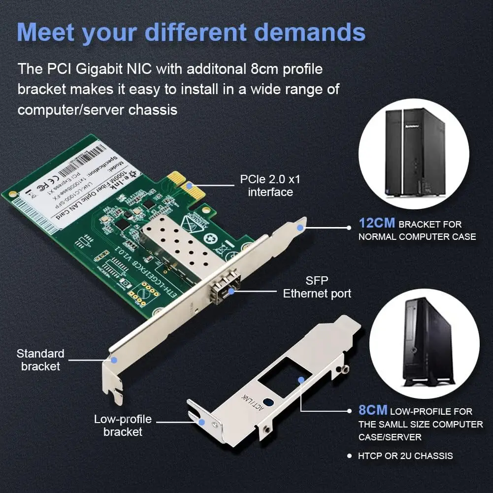 بطاقة شبكة جيجابت إيثرنت PCI Express PCI-E 10/100/1000 ميجابت في الثانية محول محول SFP LAN، محول PCI Express LAN يدعم الفوز #3