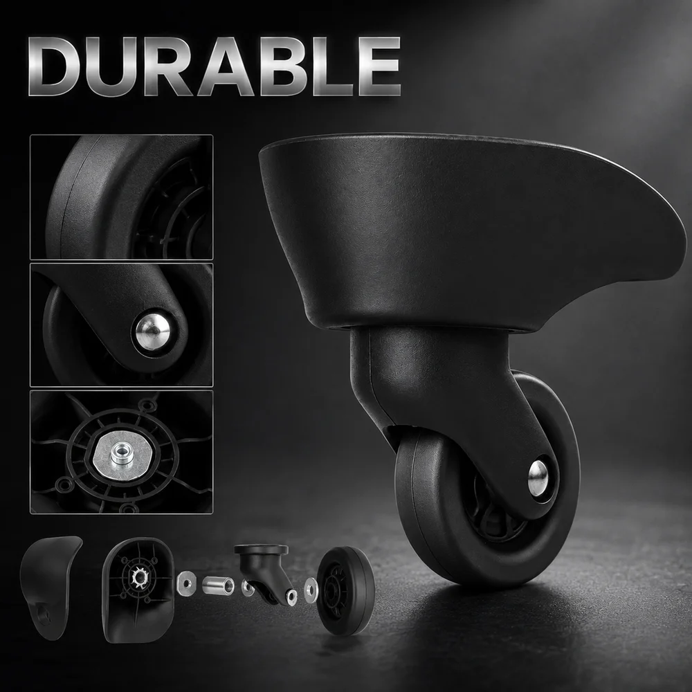 Replacement Luggage Spinner Wheels Universal Trolley Suitcase Wheel Repair Kit Smooth Rolling Durable Material with Installation