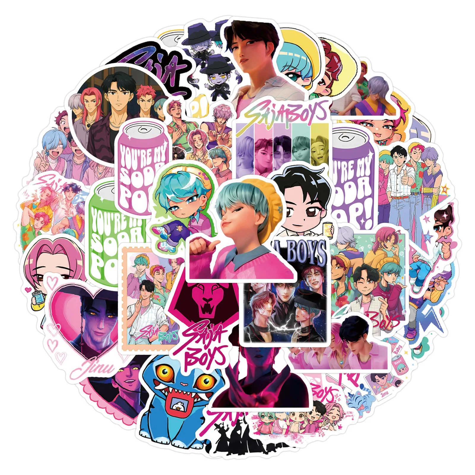 55 unids/set K-POP Saja niños pegatina dibujos animados pegatinas de grafiti maleta portátiles teléfonos álbumes de recortes guitarra DIY decorar calcomanías