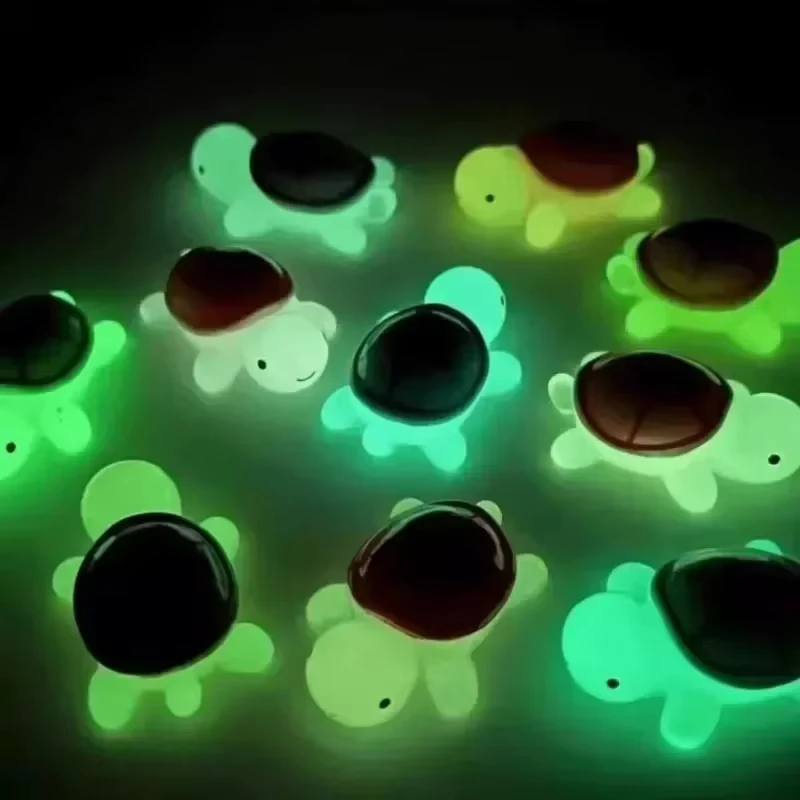 Glowing Mini Turtle Ornaments Resin Glowing Turtle Craft Miniatures Cute Turtles Micro Landscape Figurines Home Decoration Gift