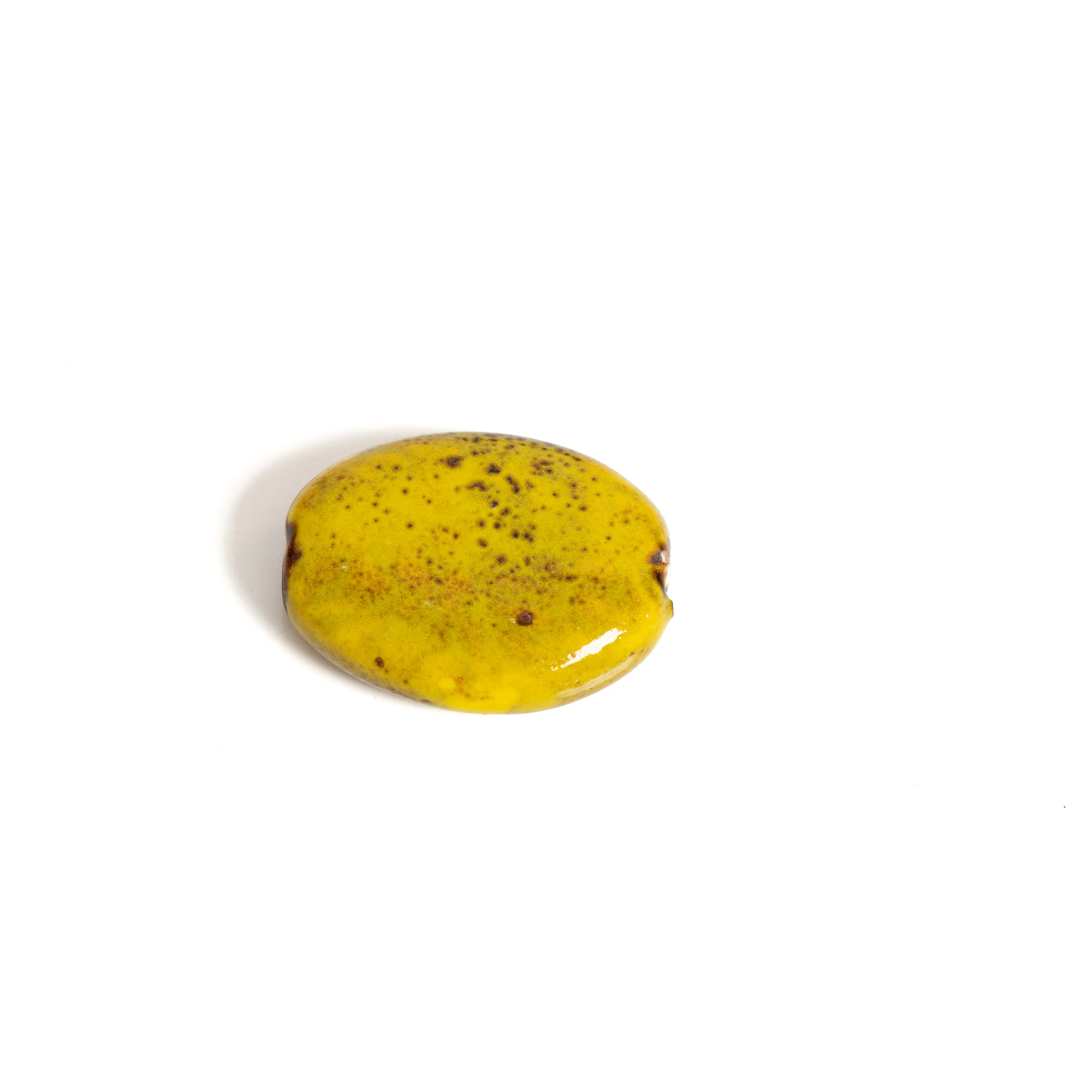 Yellow Large Flat Ceramic Bead for Jewelry Making 1 Piece Handmade Unique Design Beading Supplies for Bracelets Necklaces TCZ652