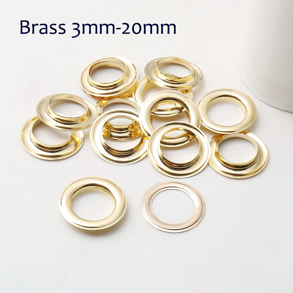 100sets Bronze 3mm-20mm Brass Eyelet with Washer Leather Grommet Round Eye Rings For Shoes Bag Belt Hat Curtain Scrapbooking