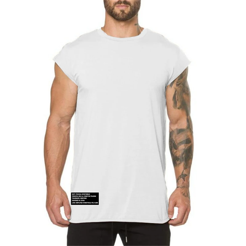 Gorąca sprzedaż Fitness sportowy małe rękawy Slim Fit odzież bawełniana oddychająca siłownia kulturystyka koszulka uwydatniająca mięśnie męska luźna koszulka