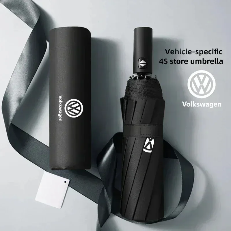 Car Logo 12 Bone Automatic Umbrella UV Resistant Sunshade For VW GTI Polo Golf  Passat Scirocco Jetta Beetle T-ROC Touareg CC