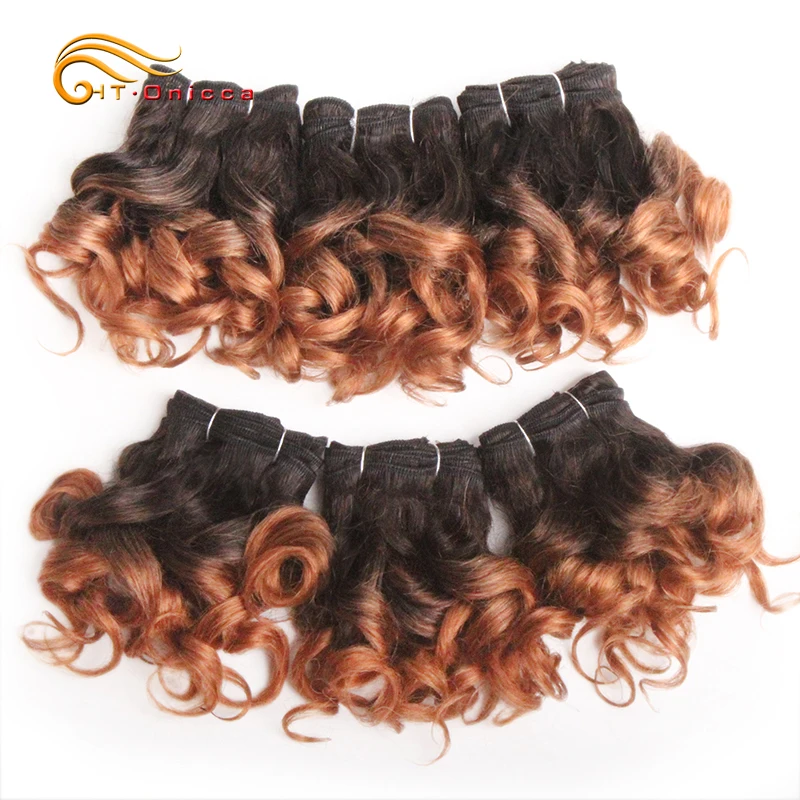 6 Pcs/Lot Curly Hair Bundles 8 Inch Ombre Brazilian Hair Weave Bundles Color 1B/2/4/30/33/99J/27 Human Hair Extension Remy