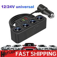 Car USB Charger QC3.0+PD 3.1A 12V-24V 3 USB Socket 4-Socket 3 USB Ports Car Cigarette Lighter Splitter USB Phone Charger Adapter
