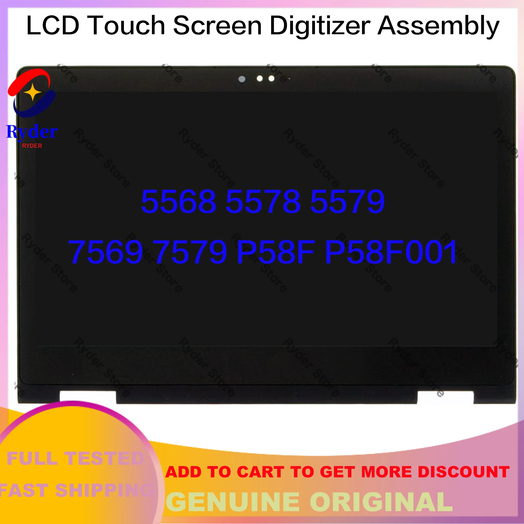 For Dell Inspiron 15 5568 5578 5579 7569 7579 P58F P58F001 LCD Display Screen Touch Glass Digitizer Panel Assembly FHD 1920x1080