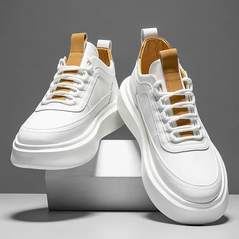 

Summer Men's Shoes Fashionable Breathable Men's Board Shoes Internally Raised Thick Soled Casual Soft Soled White Shoes