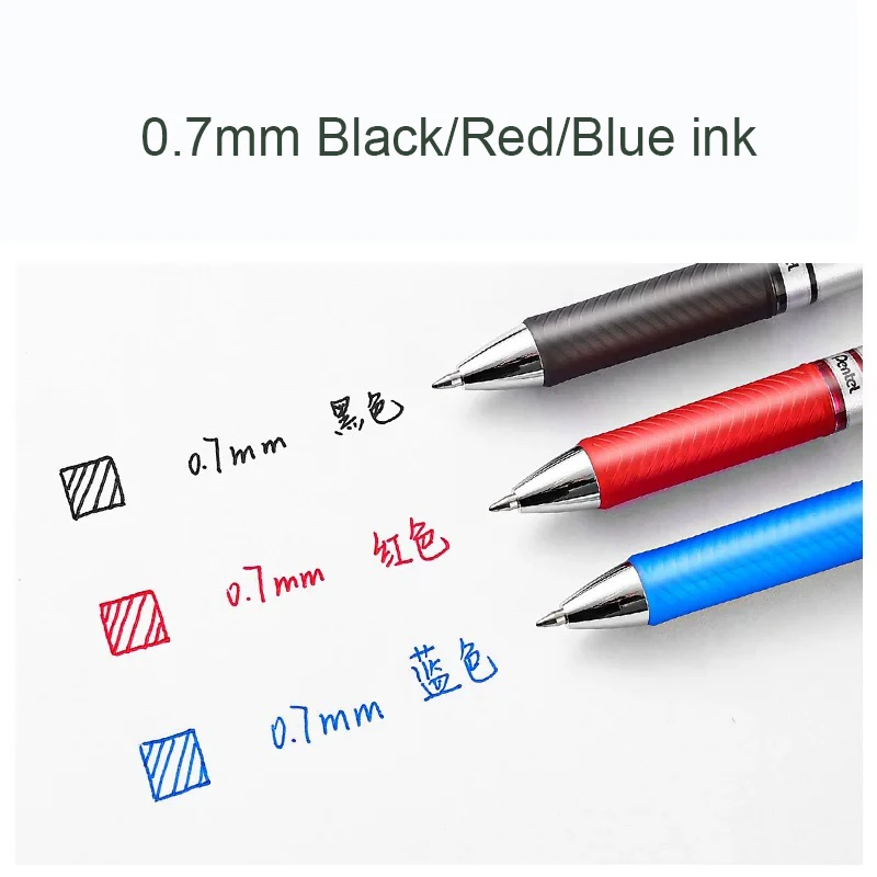 Pentel EnerGel Liquid Gel Ink Pen 0.7mm Medium Line Metal Tip Black Red Blue